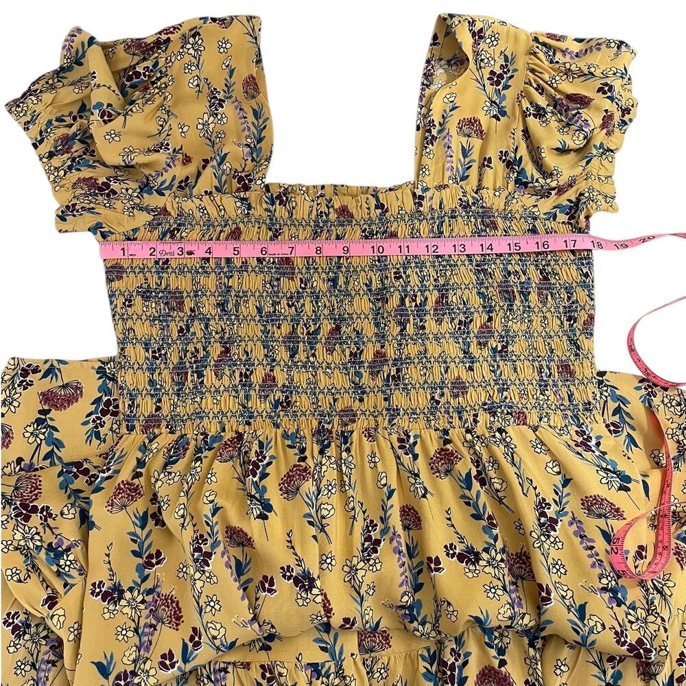 The Pyramid Collection Smocked Floral Midi Dress Large Cottage Whimsy Ethereal - Picture 6 of 9